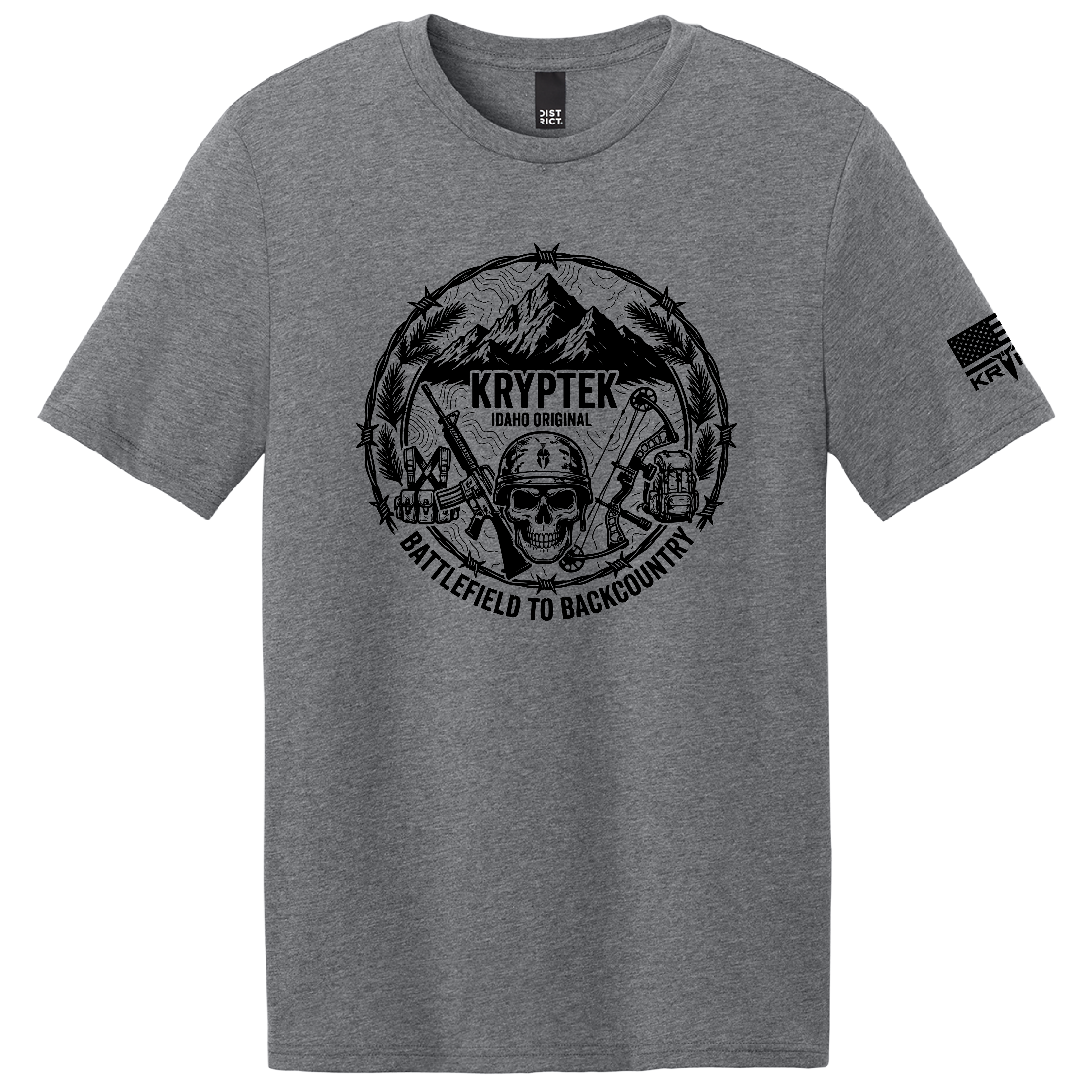 Kryptek Battlefield to Backcountry T-Shirt – Idaho Original Graphic Tee (Graphite Heather)