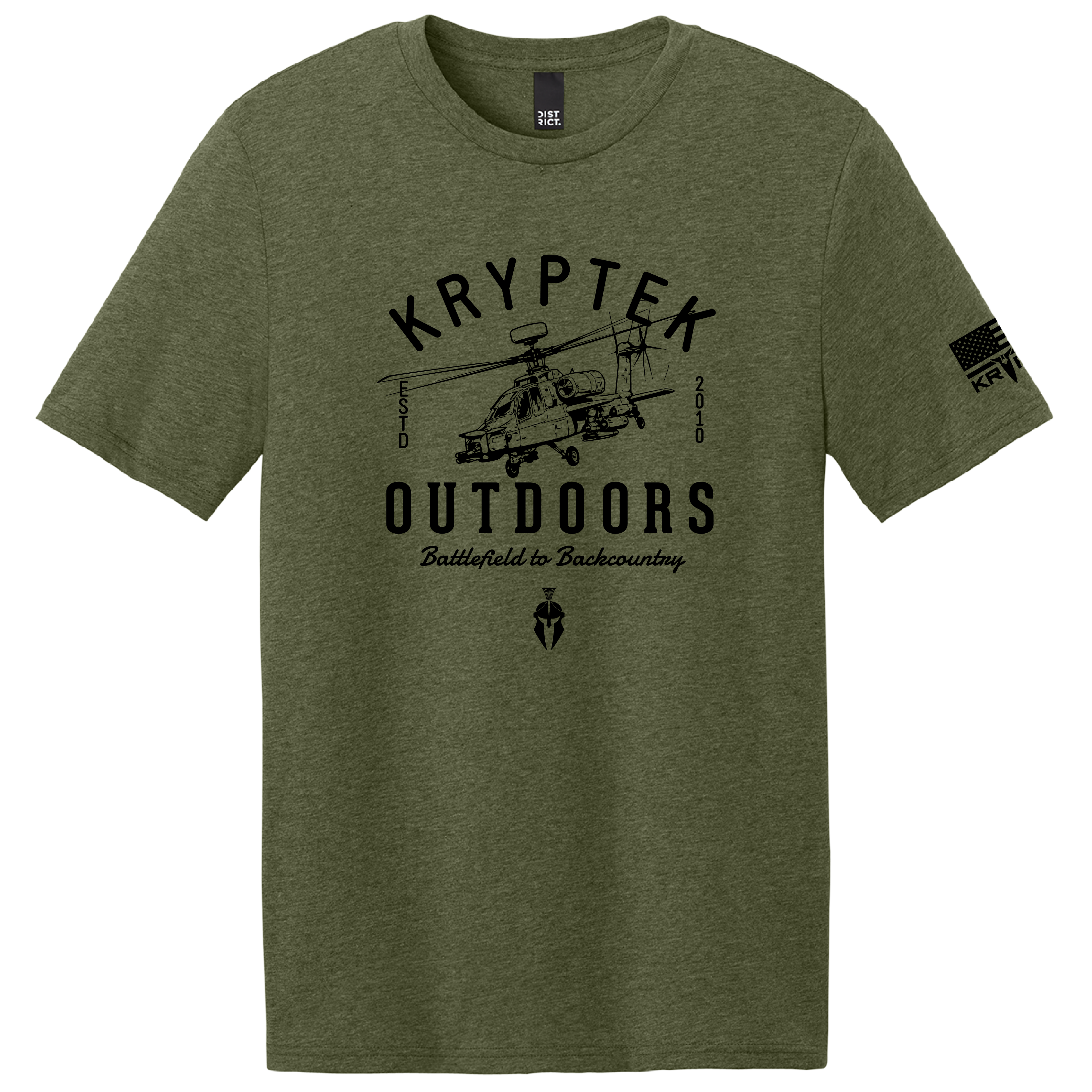 Kryptek Outdoors Helicopter T-Shirt – Tactical Aviation Graphic Tee (Military Green)