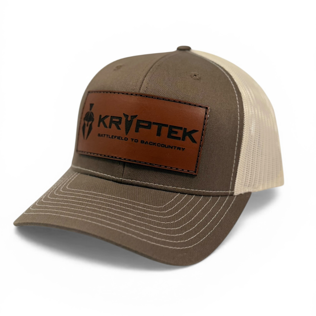 Kryptek Leather Patch Hat – Richardson 112 Trucker (Coyote Brown / Tan)