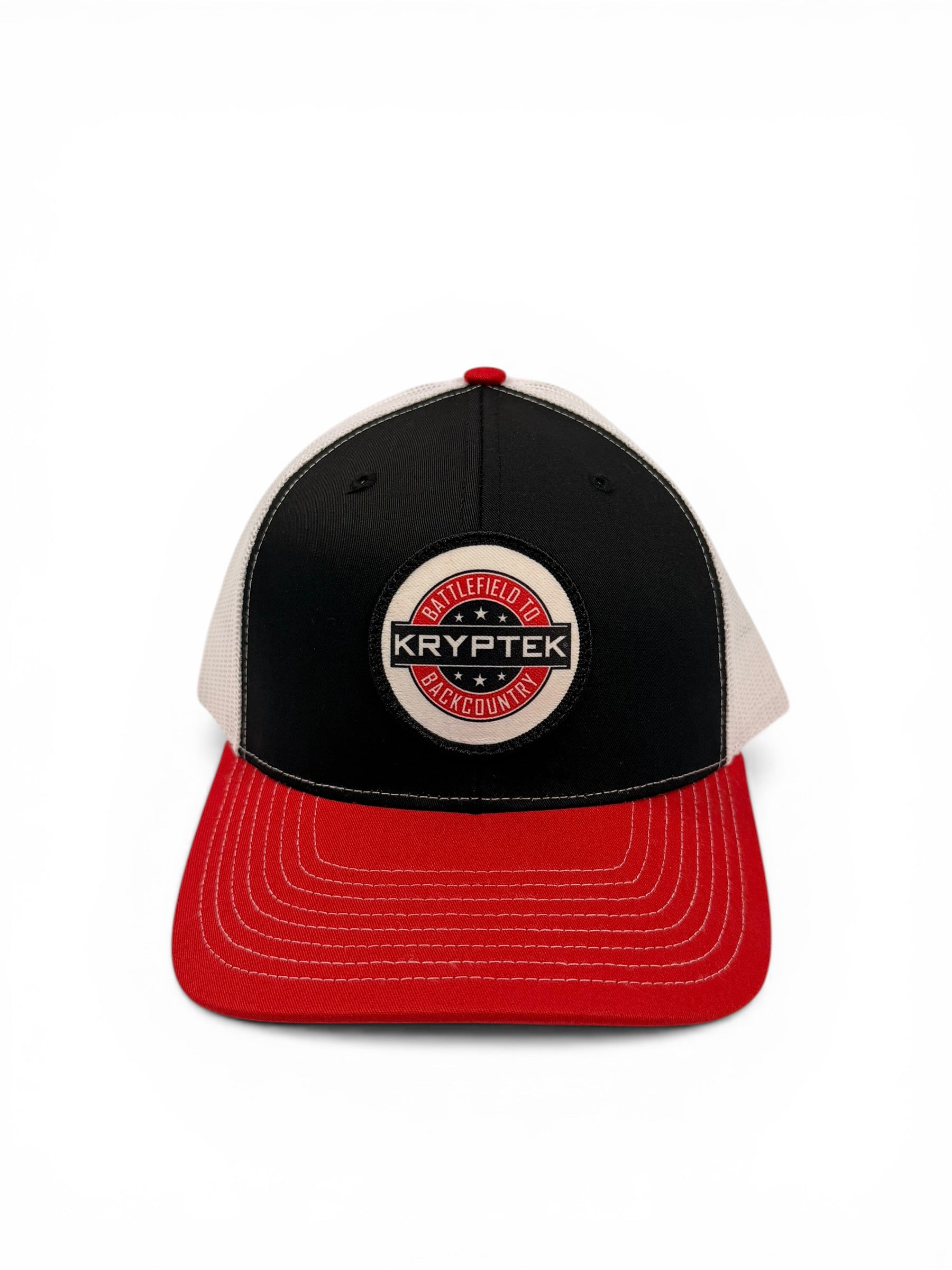 Kryptek Battlefield to Backcountry Hat – Richardson 112 Trucker (Black / Red / White)